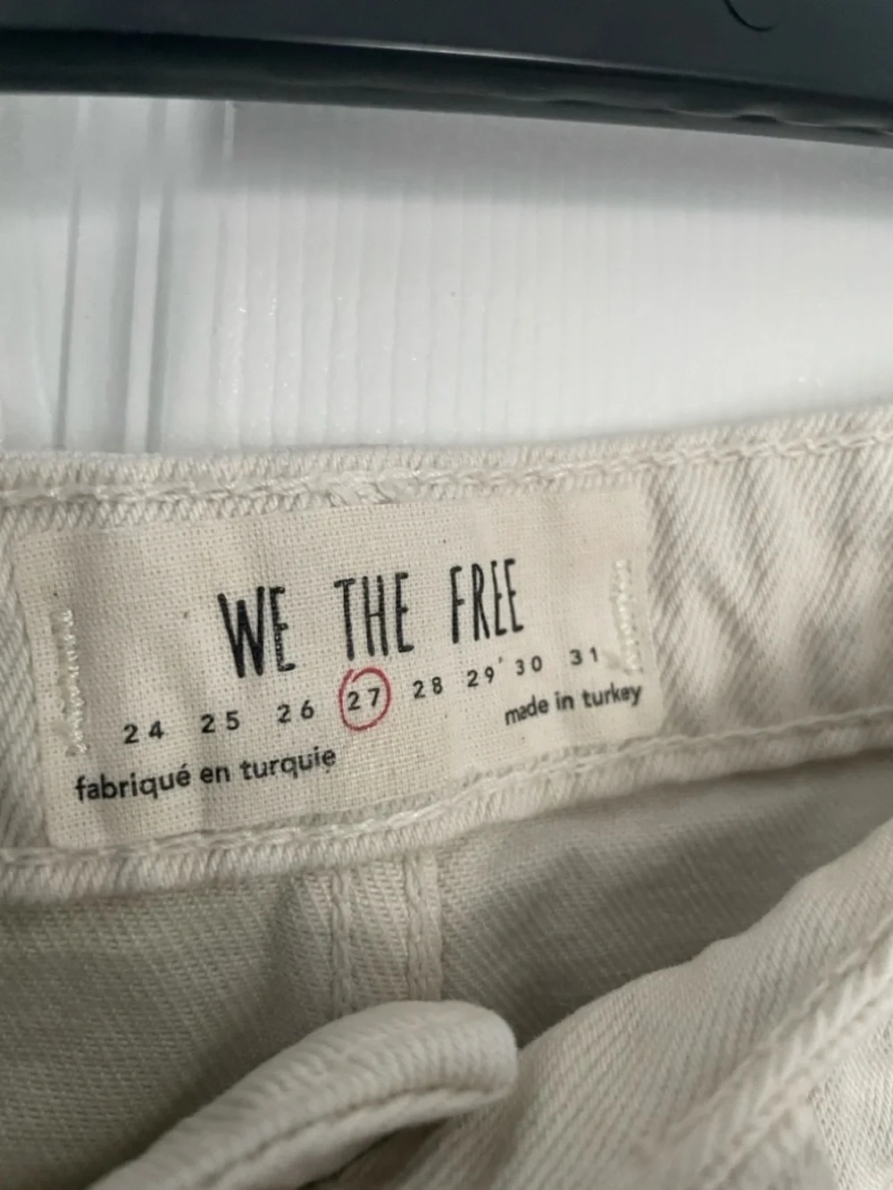 We The Free Cream High-Rise Distressed Button Detail Skirt size 27